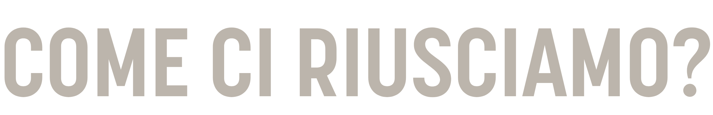 COME CI RIUSCIAMO